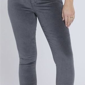 Seven 7 Tummyless High Rise Skinny Grey Velvet/Velour jeans SZ 8